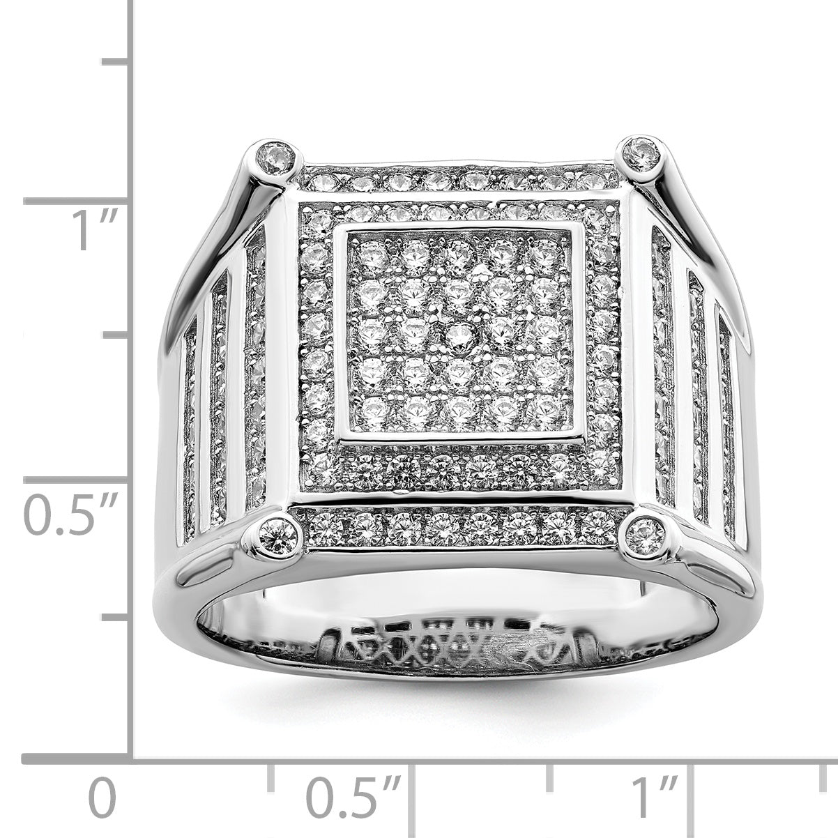 Brilliant Embers Sterling Silver Rhodium-plated 109 Stone Micro Pav‚ CZ Men's Ring - 9