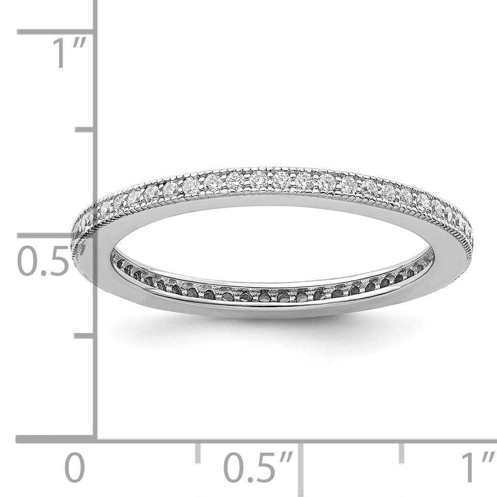 Brilliant Embers Sterling Silver Rhodium-plated 60 Stone Micro PavÃƒÂ¢Ã‚â‚¬Ã‚Å¡ CZ Ring