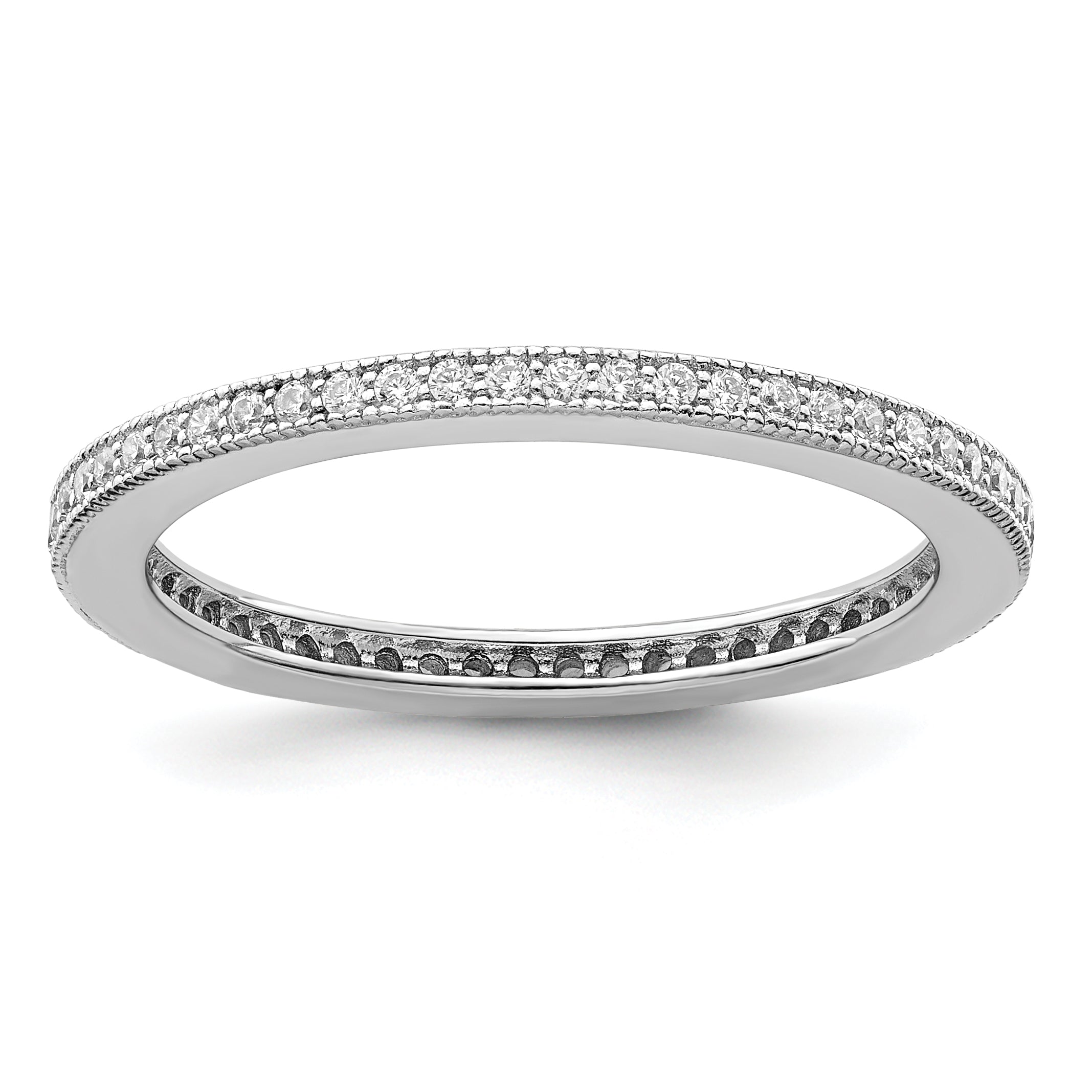Brilliant Embers Sterling Silver Rhodium-plated 60 Stone Micro Pav‚ CZ Ring Main image