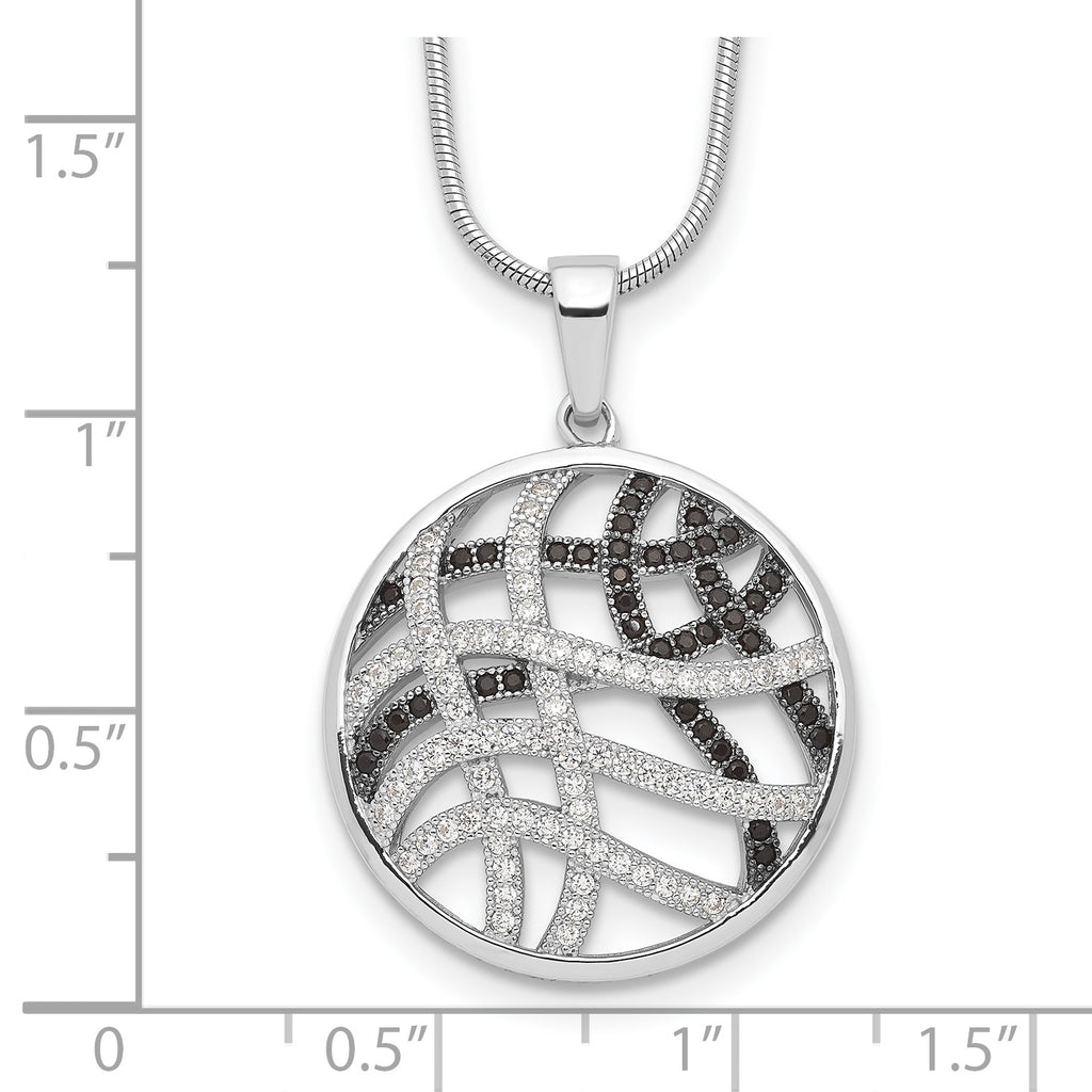 Brilliant Embers Sterling Silver Rhodium-plated 118 stone 18 inch Micro PavÃƒÆ’Ã†â€™Ãƒâ€šÃ‚Â¢ÃƒÆ’Ã‚Â¢Ãƒâ€šÃ¢â‚¬Å¡Ãƒâ€šÃ‚Â¬ÃƒÆ’Ã¢â‚¬Â¦Ãƒâ€šÃ‚Â¡ Black and White CZ Necklace with 2 Inch Extender