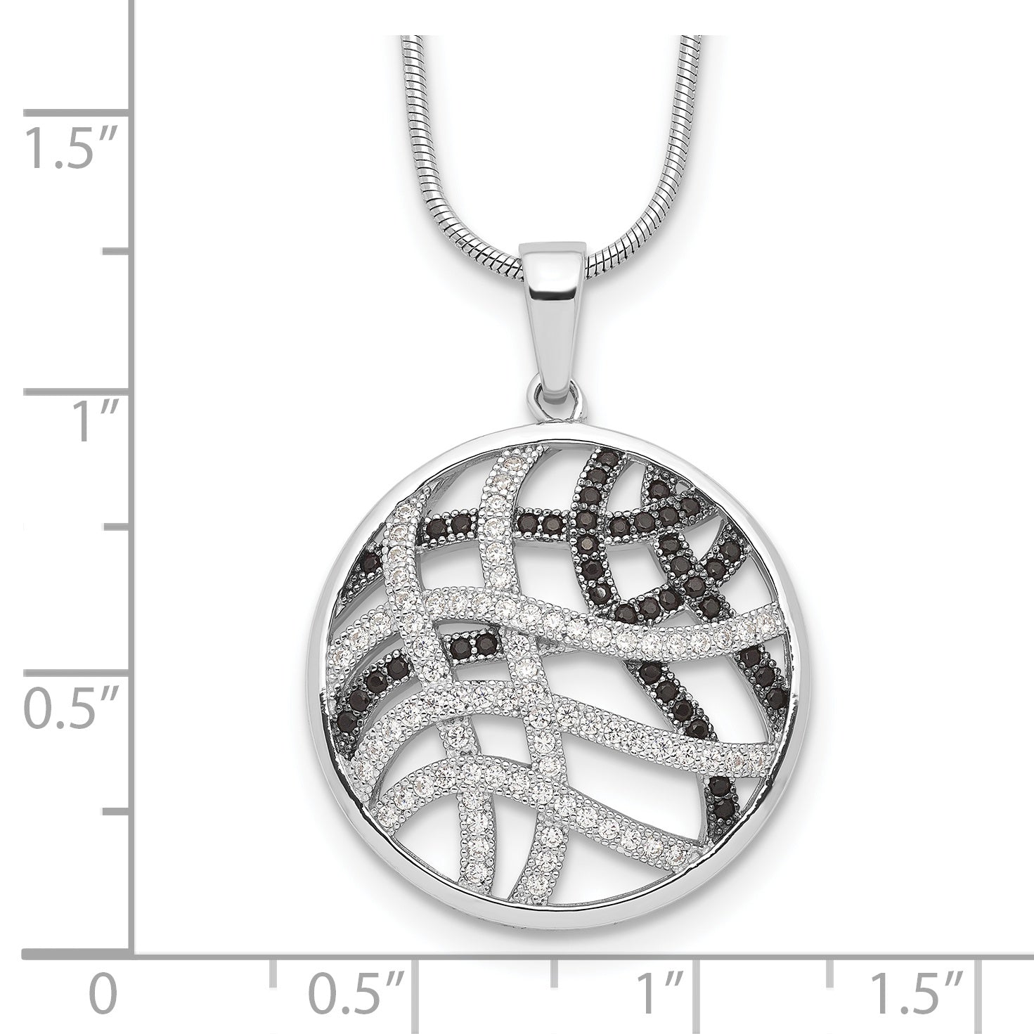 Brilliant Embers Sterling Silver Rhodium-plated 118 stone 18 inch Micro PavÃƒÆ’Ã†â€™Ãƒâ€šÃ‚Â¢ÃƒÆ’Ã‚Â¢Ãƒâ€šÃ¢â‚¬Å¡Ãƒâ€šÃ‚Â¬ÃƒÆ’Ã¢â‚¬Â¦Ãƒâ€šÃ‚Â¡ Black and White CZ Necklace with 2 Inch Extender