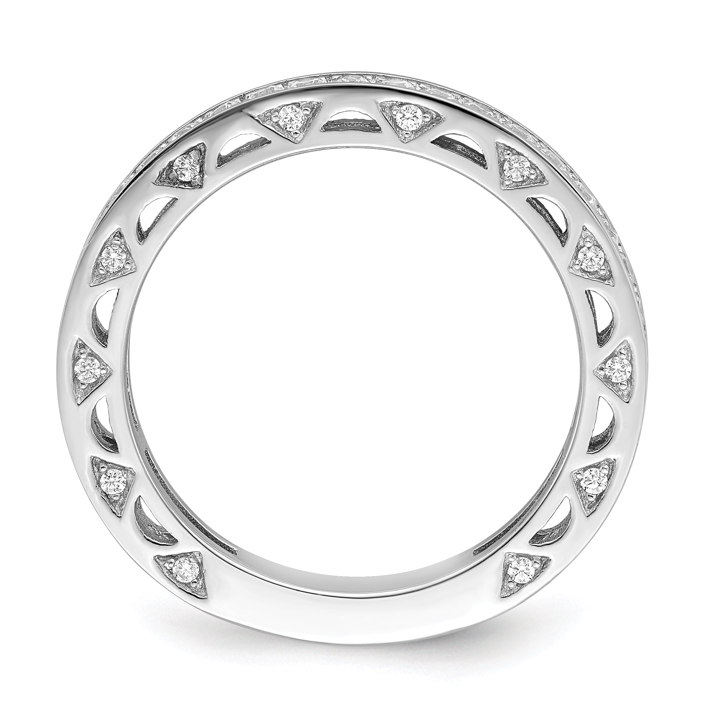 Brilliant Embers Sterling Silver Rhodium-plated 59 Stone Micro PavÃƒÂ¢Ã‚â‚¬Ã‚Å¡ CZ Ring Secondary image