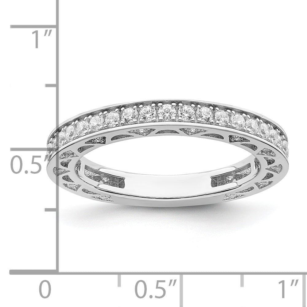 Brilliant Embers Sterling Silver Rhodium-plated 59 Stone Micro PavÃƒÂ¢Ã‚â‚¬Ã‚Å¡ CZ Ring
