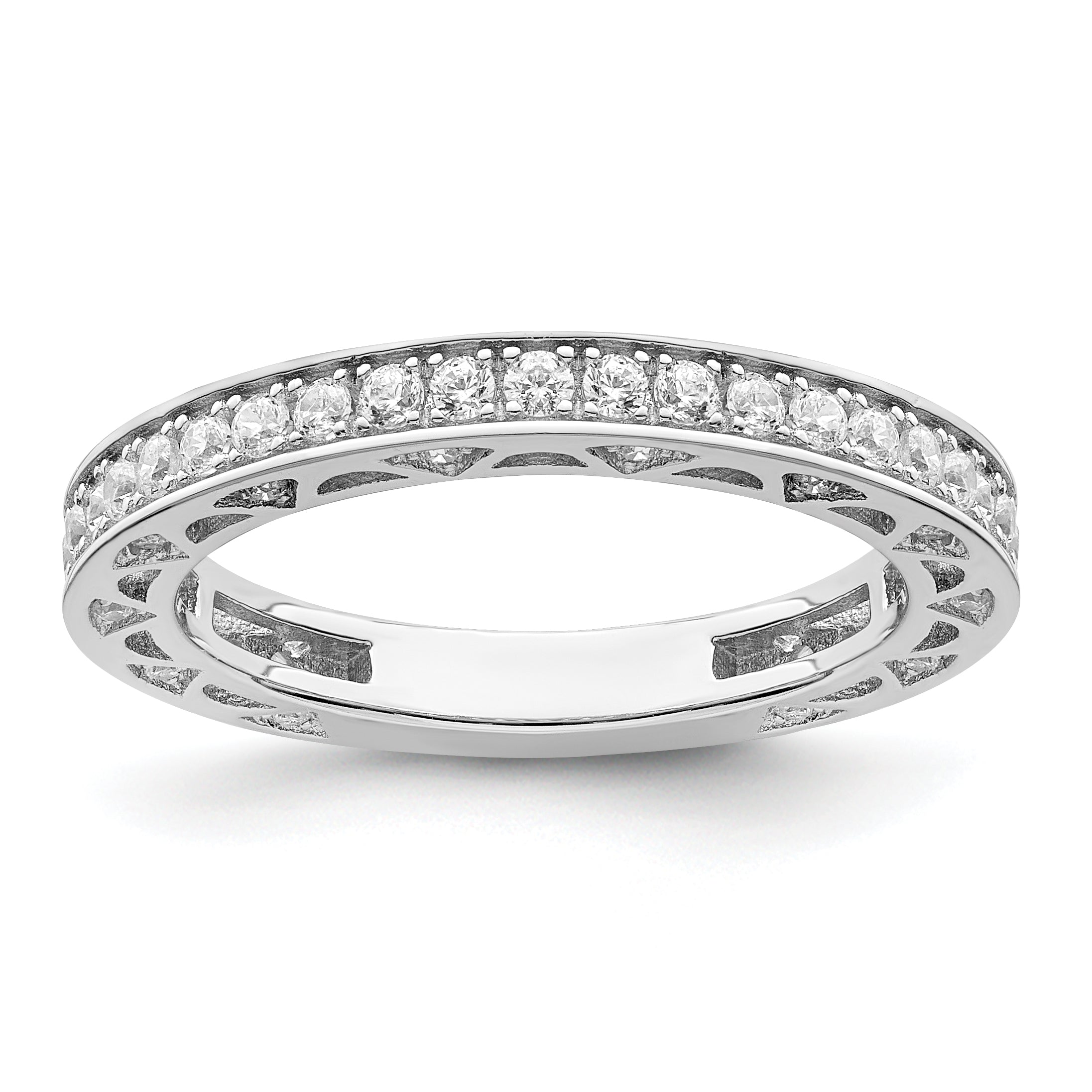 Brilliant Embers Sterling Silver Rhodium-plated 59 Stone Micro Pav‚ CZ Ring Main image