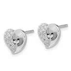 Sophia Jewelers Sterling Silver CZ Heart Earrings with Polished Rhodium Finish