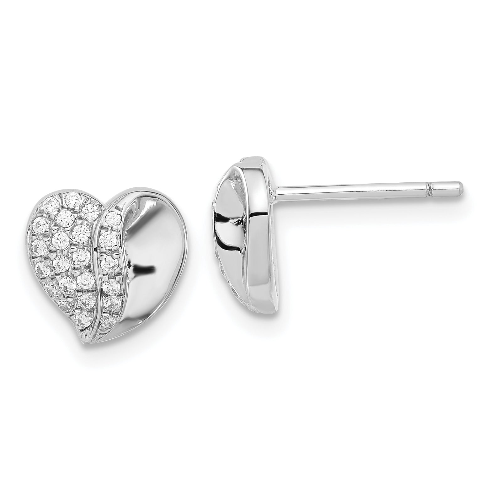 Brilliant Embers Sterling Silver CZ Heart Post Earrings Main image