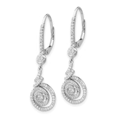 Sophia Jewelers Polished Sterling Silver CZ Swirl Leverback Earrings