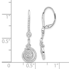 Sophia Jewelers Polished Sterling Silver CZ Swirl Leverback Earrings