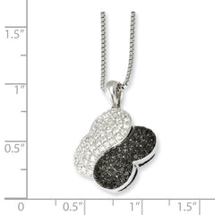 Sterling Silver 925 Necklace with Clear Black CZ Elegance