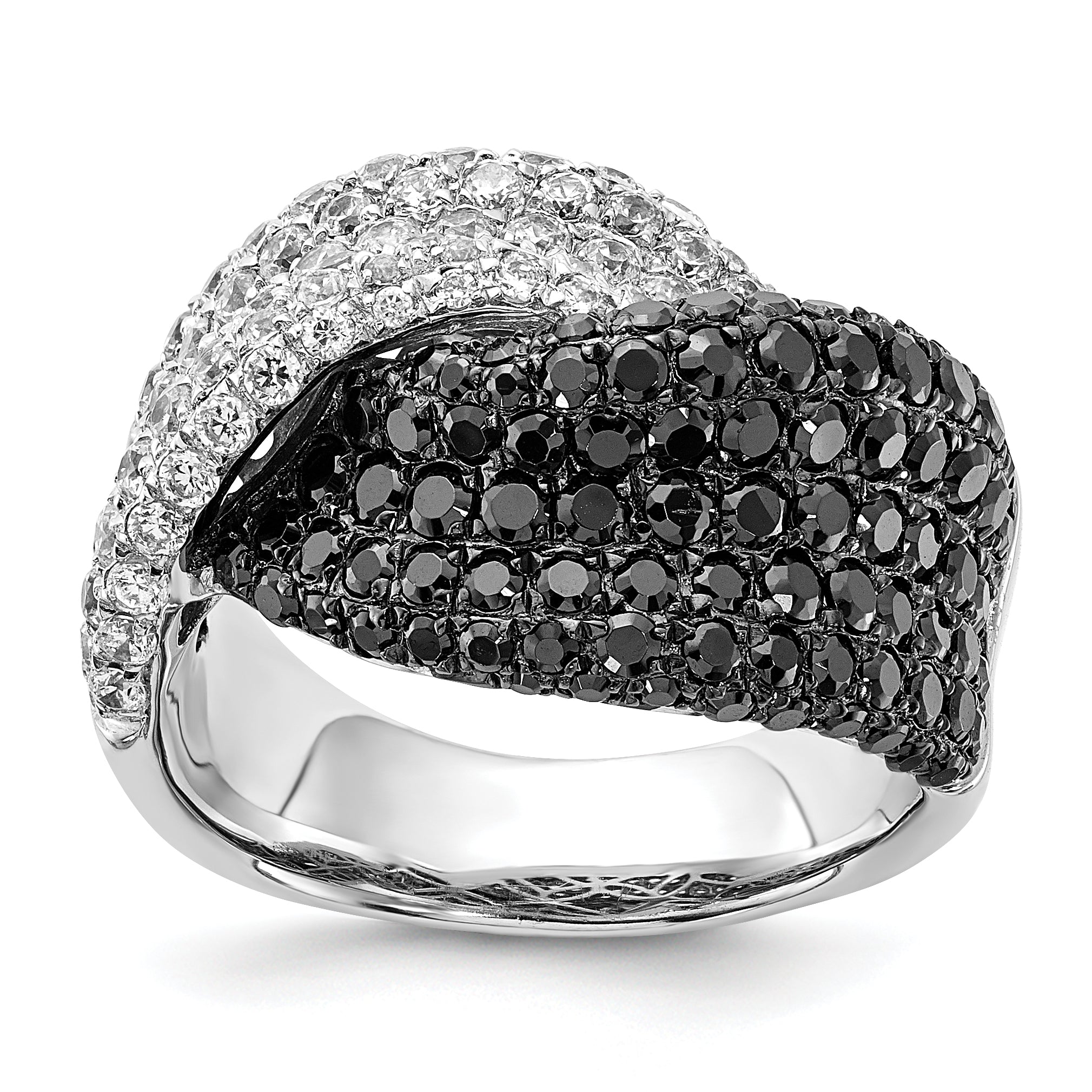 Sterling Silver Black & Clear CZ Ring Main image
