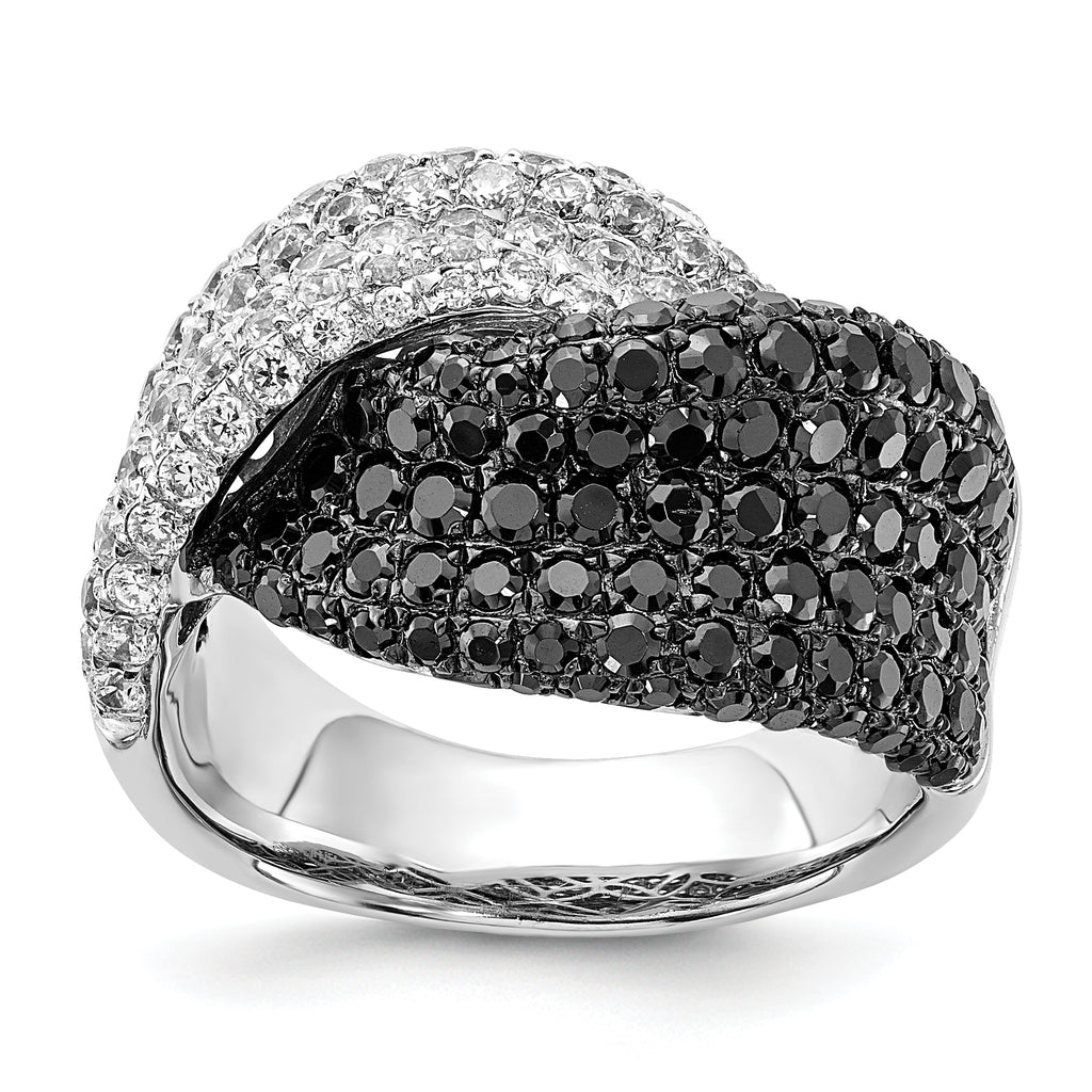 Sterling Silver Black & Clear CZ Ring