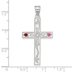 Sterling Silver Rh-plt/14k Bezel Crystal Family Cross Pendant