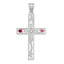 Sterling Silver Rh-plt/14k Bezel Crystal Family Cross Pendant