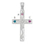 Sterling Silver Rh-plt Crystal Family Cross Pendant