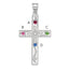 Sterling Silver Rh-plt Crystal Family Cross Pendant