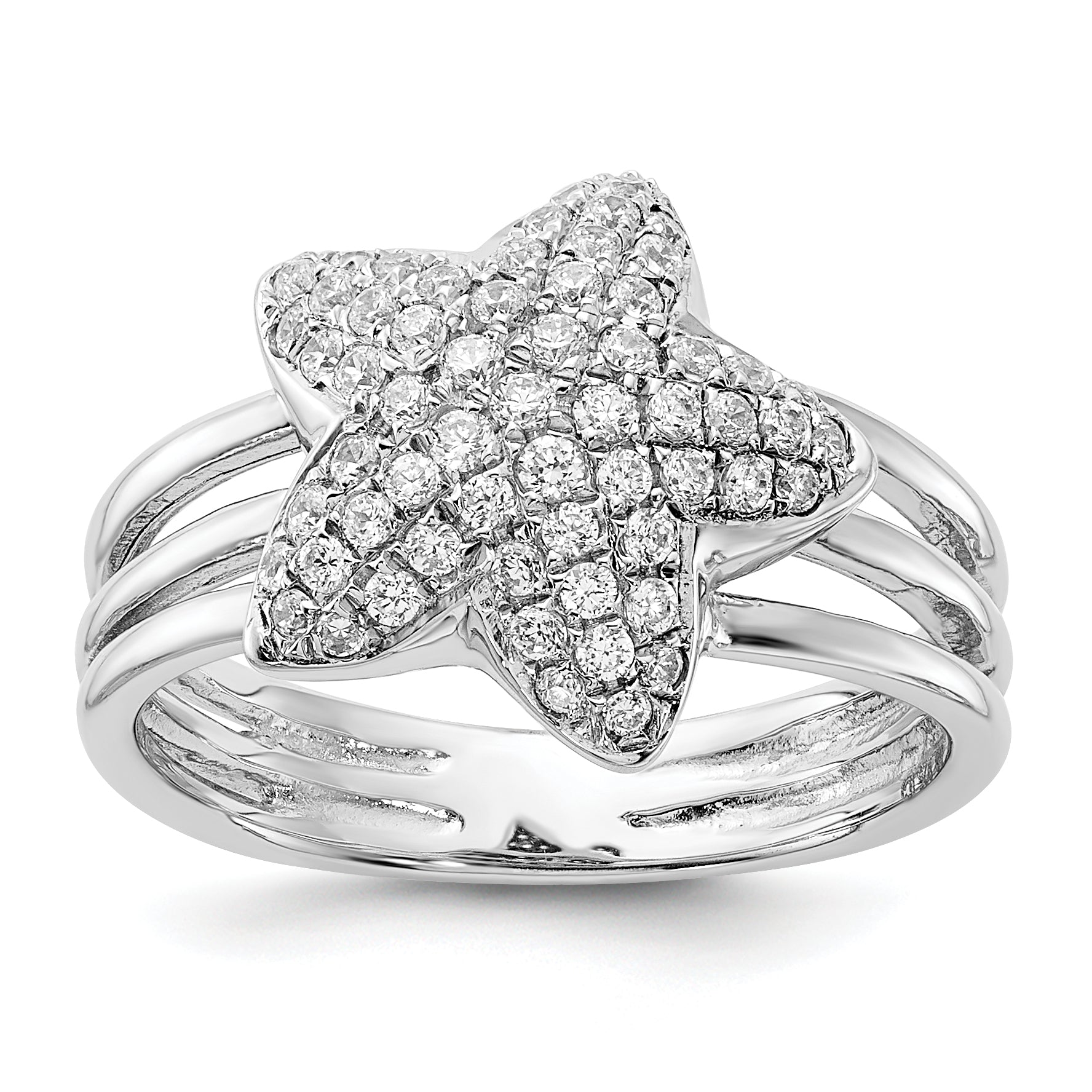 Sterling Silver & CZ Star Ring Main image