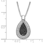 Sophia Jewelers: Elegant Rhodium-Plated Sterling Silver Necklace with Black & Clear CZ Teardrop