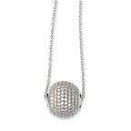 Sterling Silver 925 CZ Bead Necklace with Extender and Polished Charm