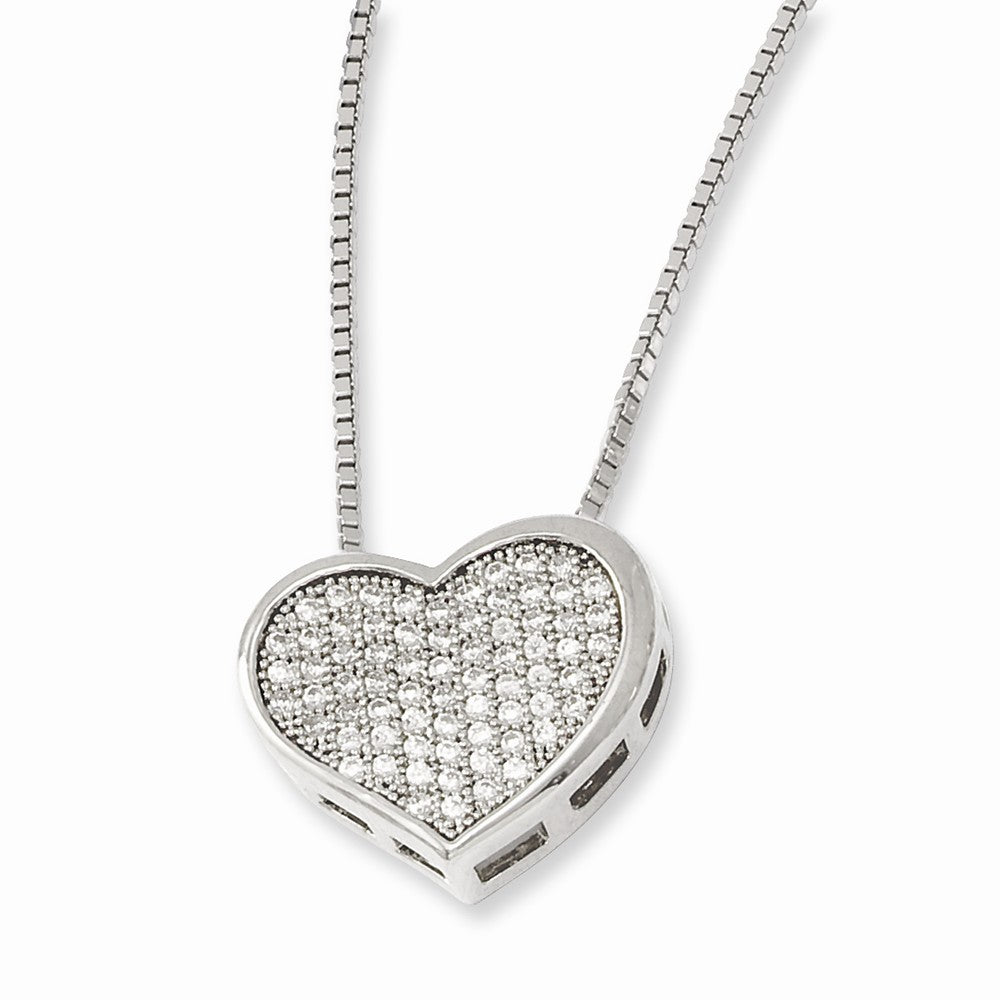 Sterling Silver & CZ Brilliant Embers Heart Necklace