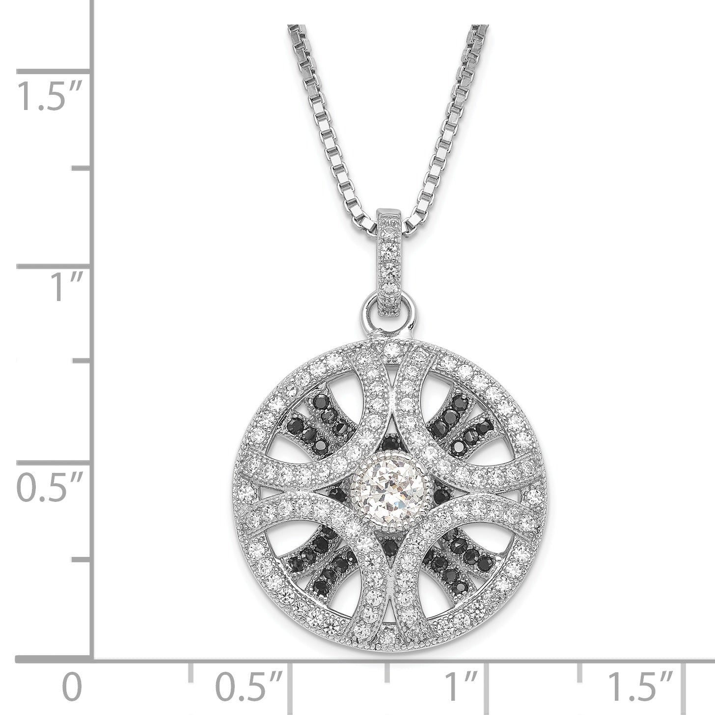 Sophia Jewelers Sterling Silver CZ Pendant Necklace with Rhodium-Polished Finish