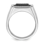 Brilliant Embers Sterling Silver Rhodium-plated 113 Stone Micro PavÃƒÂ¢Ã‚â‚¬Ã‚Å¡ CZ Black and White Men's Ring