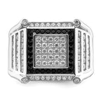 Brilliant Embers Sterling Silver Rhodium-plated 113 Stone Micro PavÃƒÂ¢Ã‚â‚¬Ã‚Å¡ CZ Black and White Men's Ring