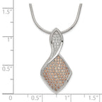 Sterling Silver 925 Polished Necklace with CZ Yellow Accents and Extender
