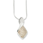 Sterling Silver 925 Polished Necklace with CZ Yellow Accents and Extender