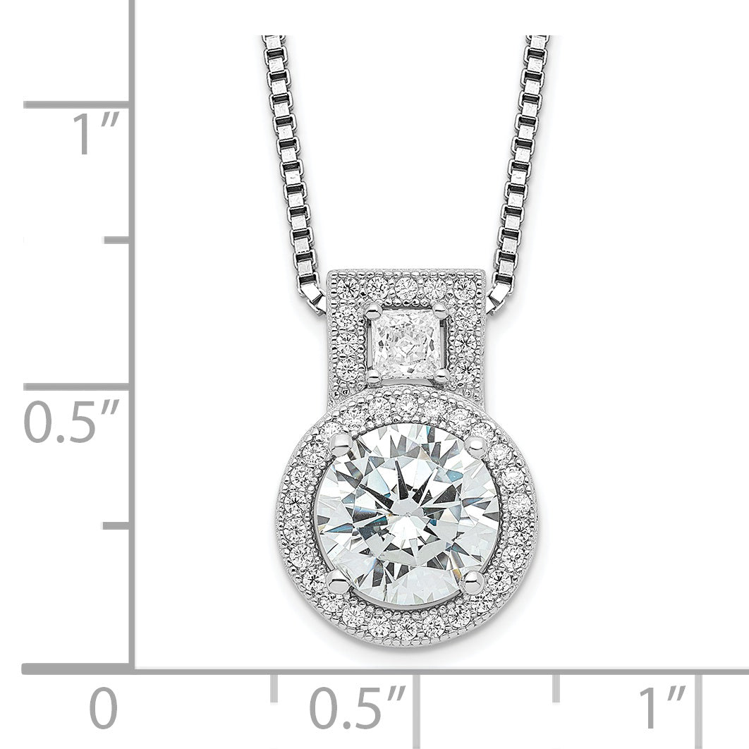 Brilliant Embers Sterling Silver Rhodium-plated 39 Stone 18 inch Micro PavÃƒÆ’Ã†â€™Ãƒâ€šÃ‚Â¢ÃƒÆ’Ã‚Â¢Ãƒâ€šÃ¢â‚¬Å¡Ãƒâ€šÃ‚Â¬ÃƒÆ’Ã¢â‚¬Â¦Ãƒâ€šÃ‚Â¡ Halo CZ Necklace with 2 Inch Extender