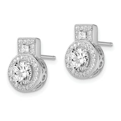 Sophia Jewelers 925 Sterling Silver Halo CZ Button Earrings Polished Elegance