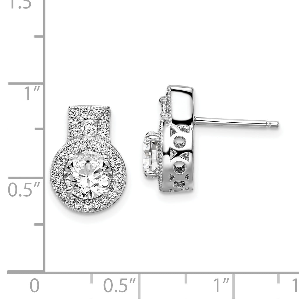 Sophia Jewelers 925 Sterling Silver Halo CZ Button Earrings Polished Elegance