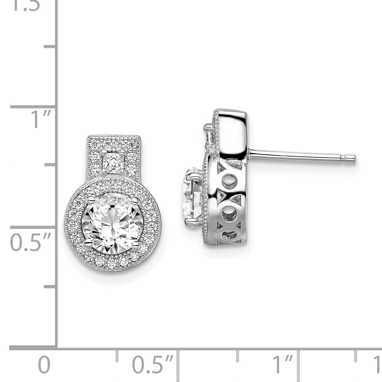 Sophia Jewelers 925 Sterling Silver Halo CZ Button Earrings Polished Elegance
