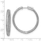 Sterling Shimmer Sterling Silver Rhodium-plated 400 Stone PavÃƒÆ’Ã‚Â¢ÃƒÂ¢Ã‚â€šÃ‚Â¬Ãƒâ€¦Ã‚Â¡ 1.1mm CZ In and Out Round Hinged Hoop Earrings