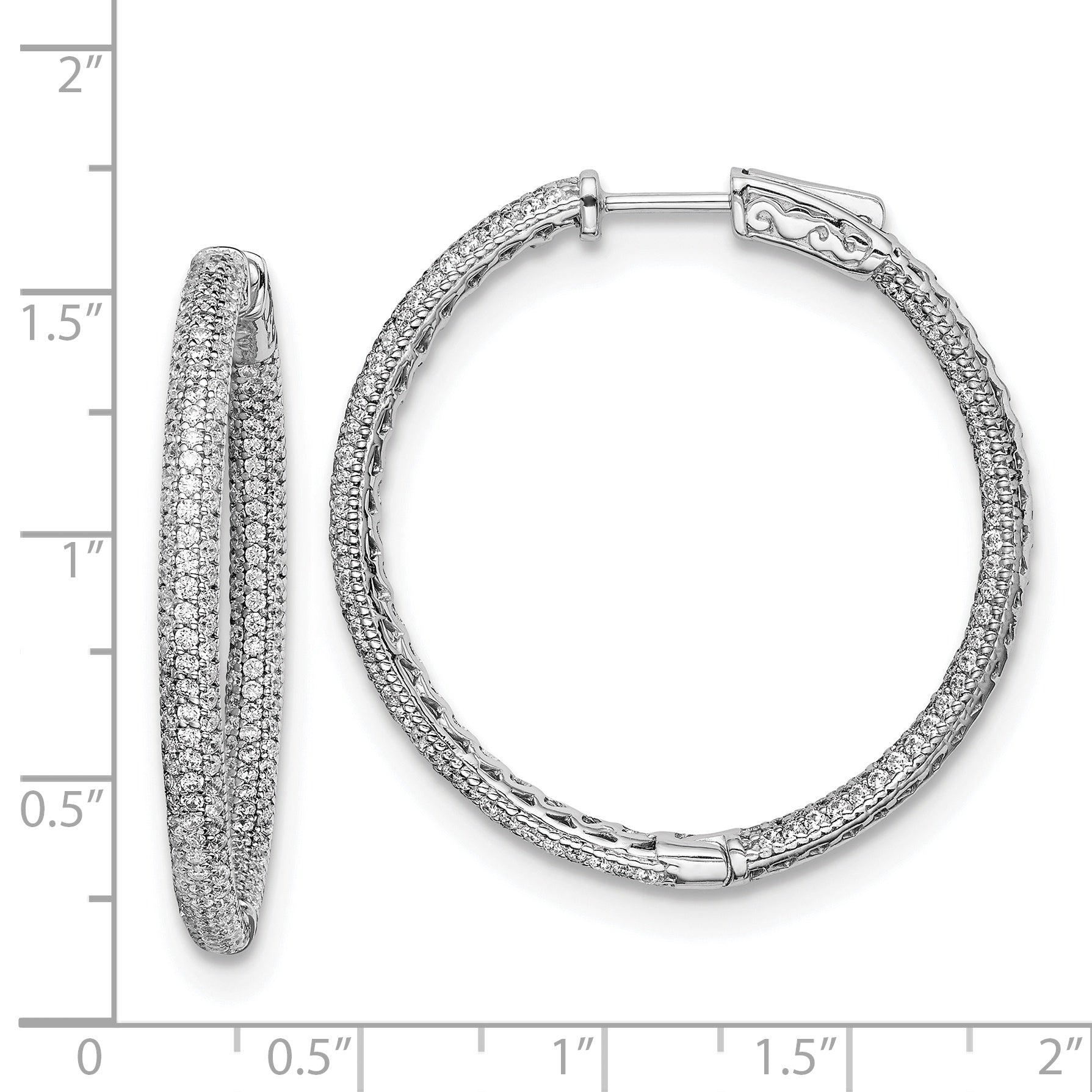 Sterling Shimmer Sterling Silver Rhodium-plated 400 Stone PavÃƒÆ’Ã‚Â¢ÃƒÂ¢Ã‚â€šÃ‚Â¬Ãƒâ€¦Ã‚Â¡ 1.1mm CZ In and Out Round Hinged Hoop Earrings