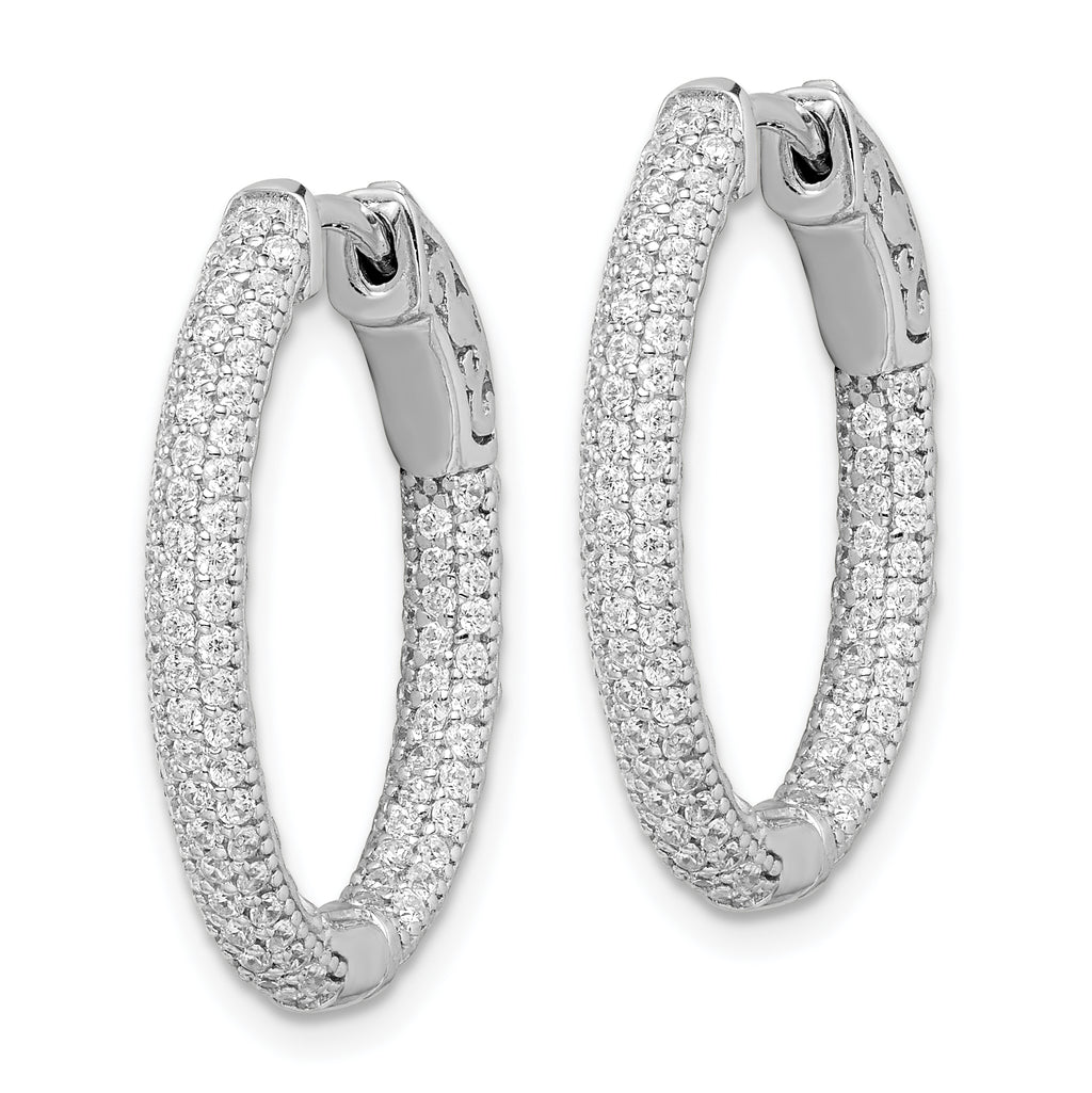 Sterling Shimmer Sterling Silver Rhodium-plated 200 Stone PavÃƒÆ’Ã‚Â¢ÃƒÂ¢Ã‚â€šÃ‚Â¬Ãƒâ€¦Ã‚Â¡ 1.1mm CZ In and Out Oval Hinged Hoop Earrings