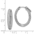 Sterling Shimmer Sterling Silver Rhodium-plated 200 Stone PavÃƒÆ’Ã‚Â¢ÃƒÂ¢Ã‚â€šÃ‚Â¬Ãƒâ€¦Ã‚Â¡ 1.1mm CZ In and Out Oval Hinged Hoop Earrings