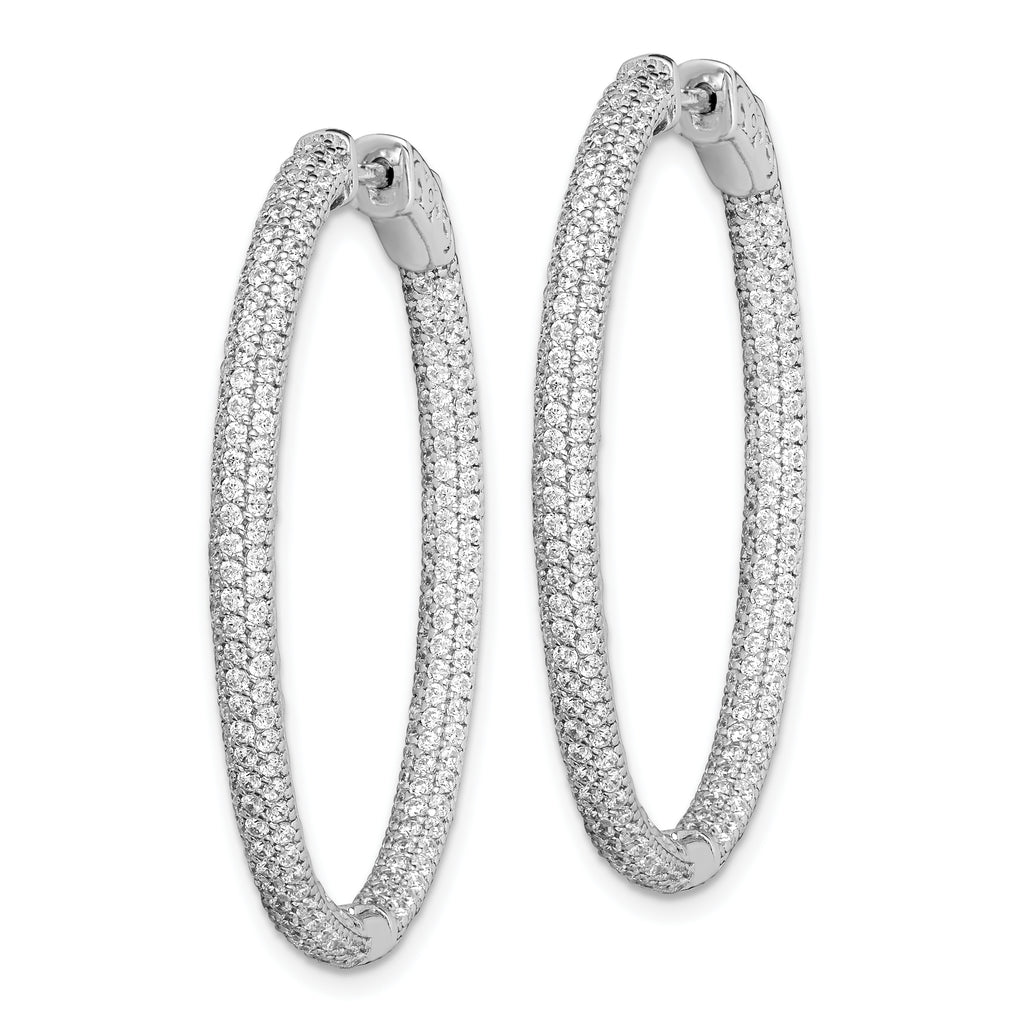 Sterling Shimmer Sterling Silver Rhodium-plated 400 Stone PavÃƒÆ’Ã‚Â¢ÃƒÂ¢Ã‚â€šÃ‚Â¬Ãƒâ€¦Ã‚Â¡ 1.1mm CZ In and Out Oval Hinged Hoop Earrings