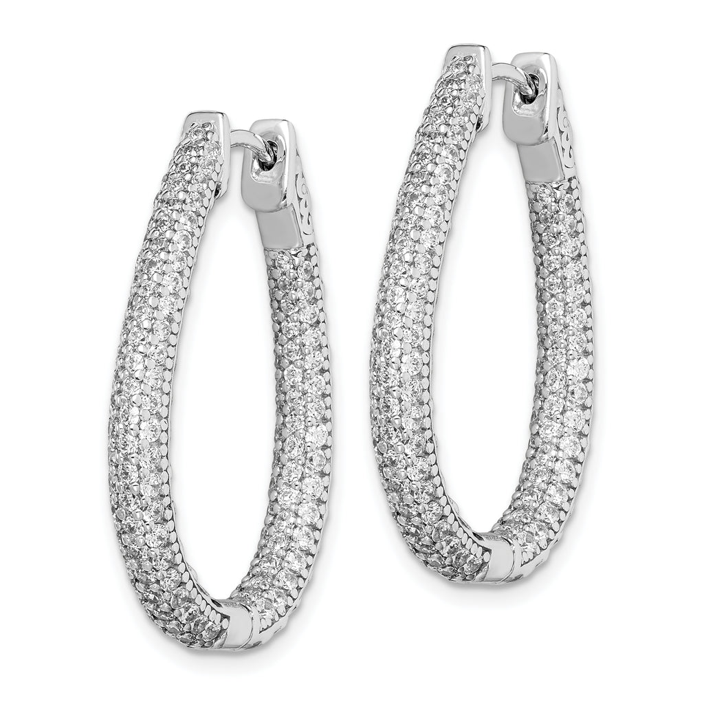 Sterling Shimmer Sterling Silver Rhodium-plated 242 Stone PavÃƒÆ’Ã‚Â¢ÃƒÂ¢Ã‚â€šÃ‚Â¬Ãƒâ€¦Ã‚Â¡ 1.2mm-1.5mm CZ In and Out Teardrop Hinged Hoop Earrings