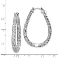 Sterling Shimmer Sterling Silver Rhodium-plated 308 Stone PavÃƒÆ’Ã‚Â¢ÃƒÂ¢Ã‚â€šÃ‚Â¬Ãƒâ€¦Ã‚Â¡ 1.2mm-1.5mm CZ In and Out Teardrop Hinged Hoop Earrings