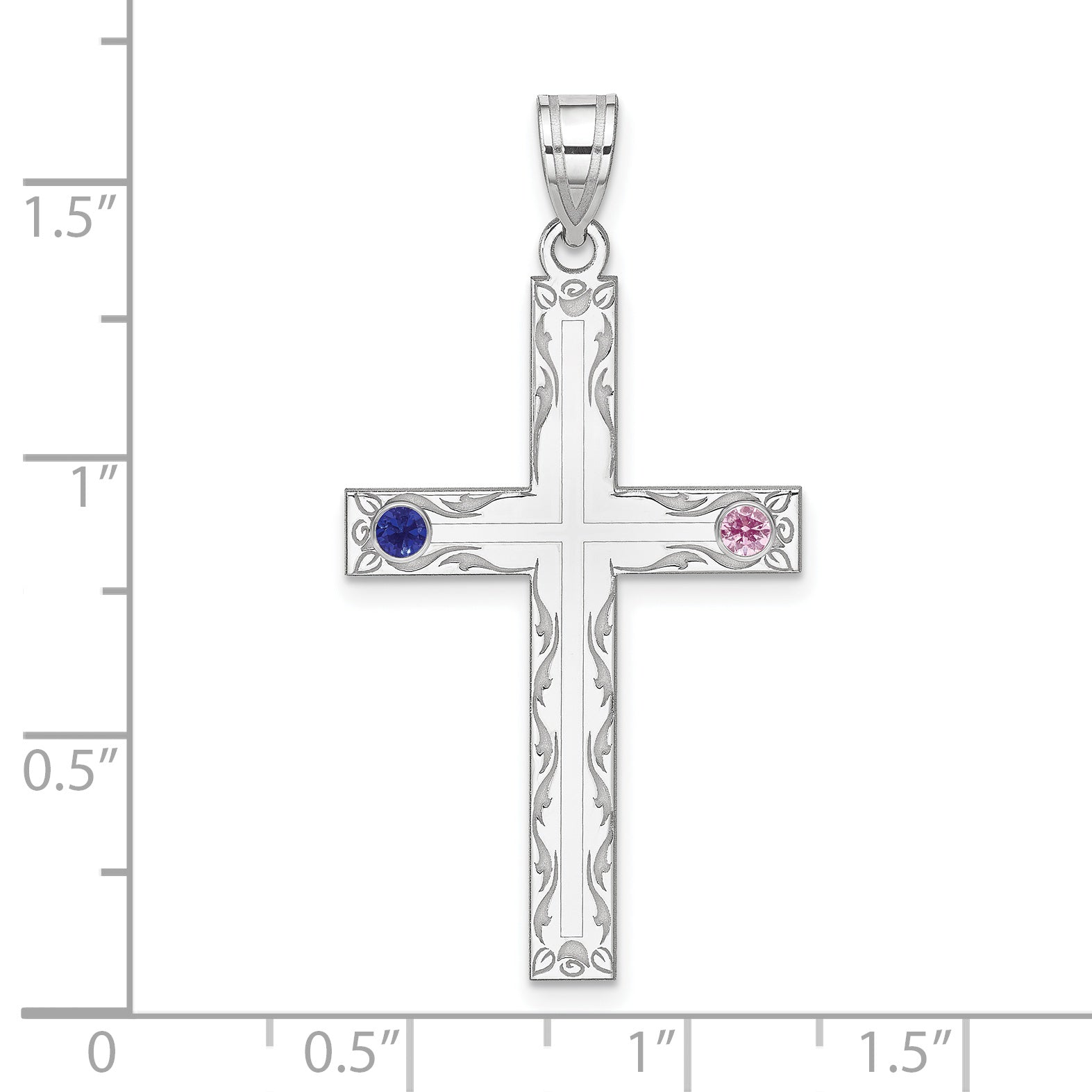 Sterling Silver Rh-plt Crystal Family Cross Pendant Secondary image