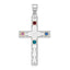 Sterling Silver Rh-plt/14k Bezel Crystal Family Cross Pendant