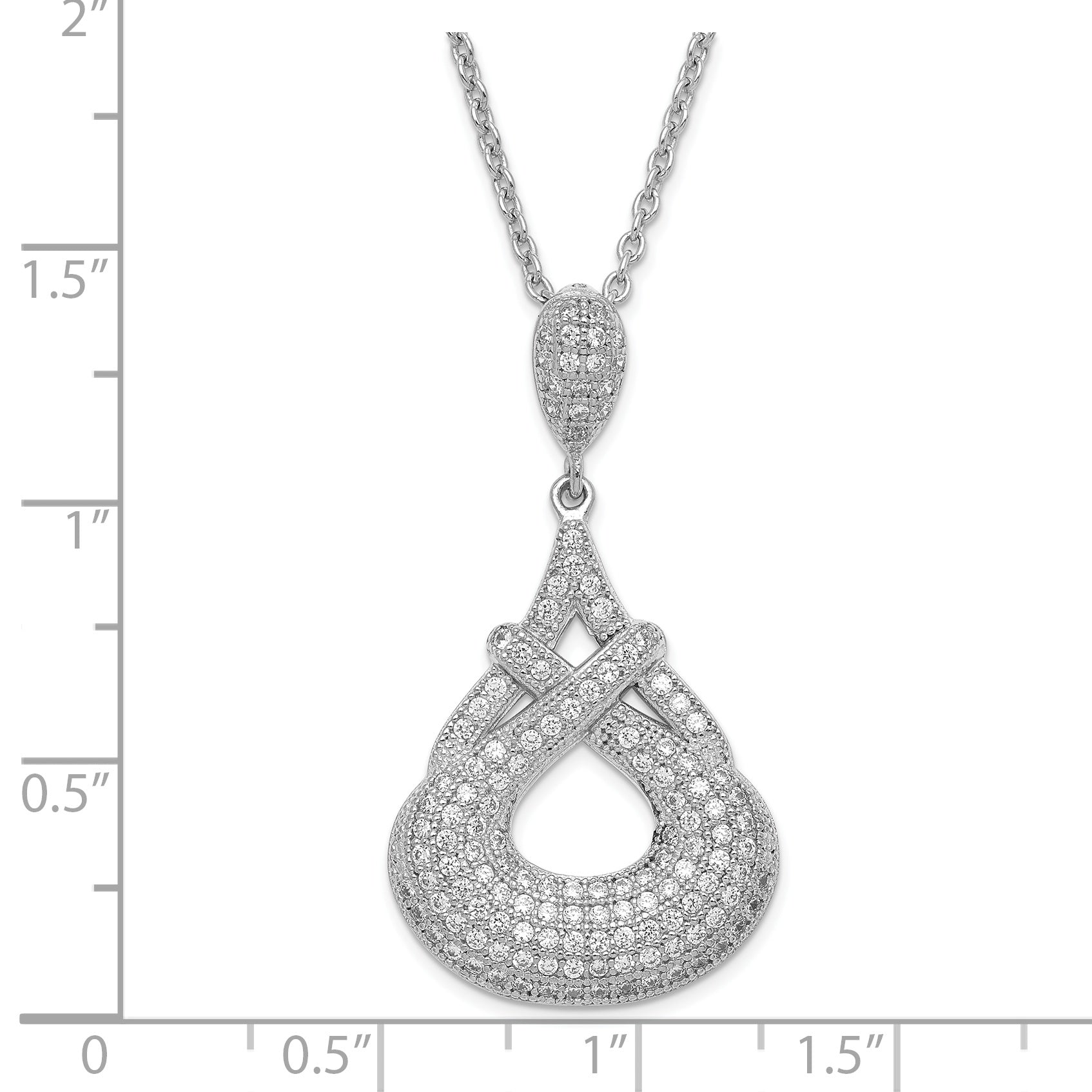 Sterling Silver & CZ Brilliant Embers Fancy Teardrop w/ 2in ext Necklace Secondary image