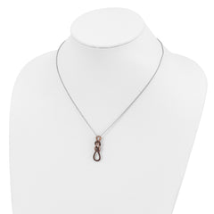 Brilliant Embers Sterling Silver Rose Gold-plated Rhodium-plated 68 Stone 18 inch Micro Pav‚ CZ Love Knot Necklace with 2 Inch Extender
