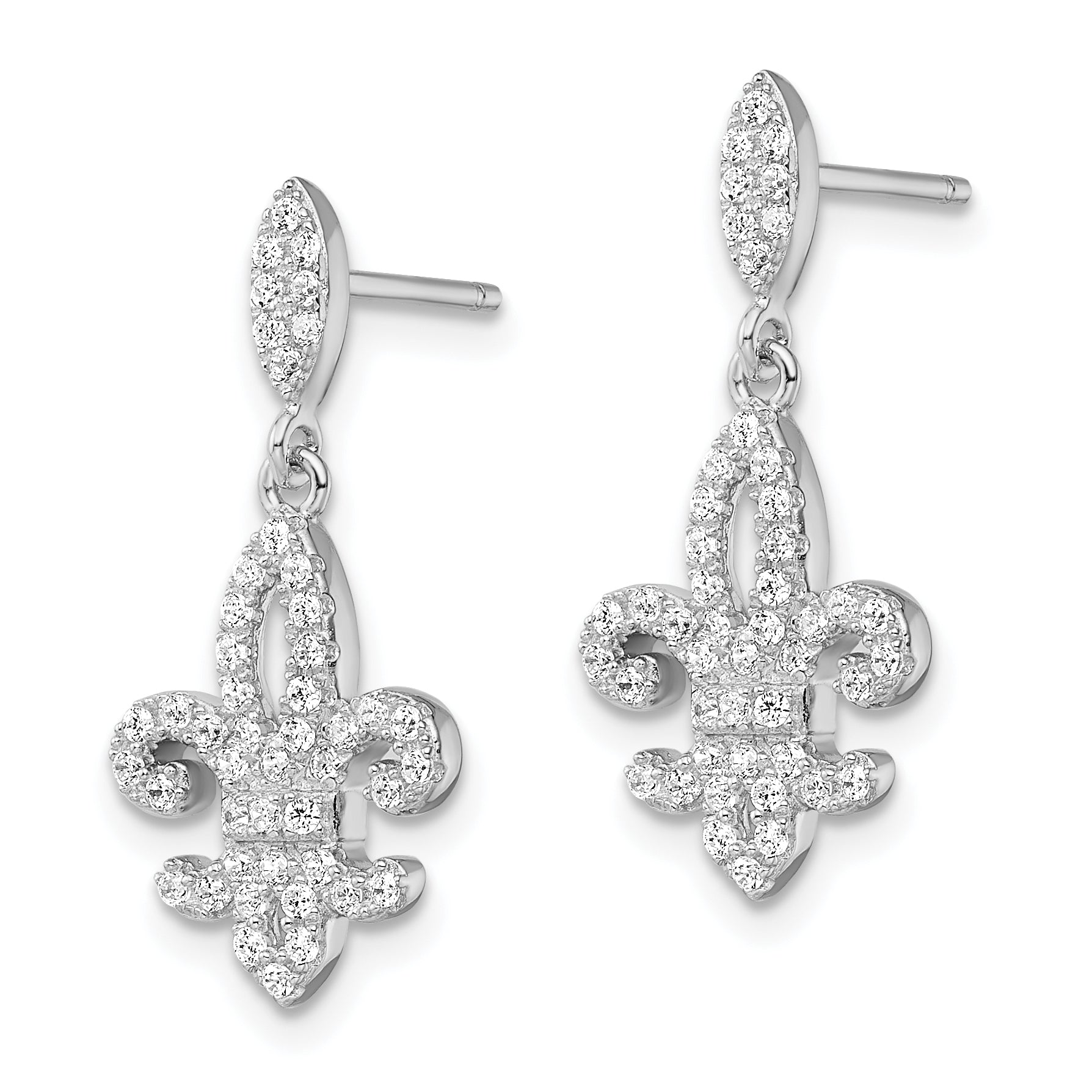 Sophia Jewelers Sterling Silver CZ Micro PavÃƒÆ’Ã†â€™Ãƒâ€šÃ†â€™ÃƒÆ’Ã¢â‚¬Å¡Ãƒâ€šÃ‚Â© Fleur De Lis Dangle Earrings Secondary image