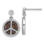 Sterling Silver Brown & Clear CZ True Fire Peace Sign Dangle Earrings