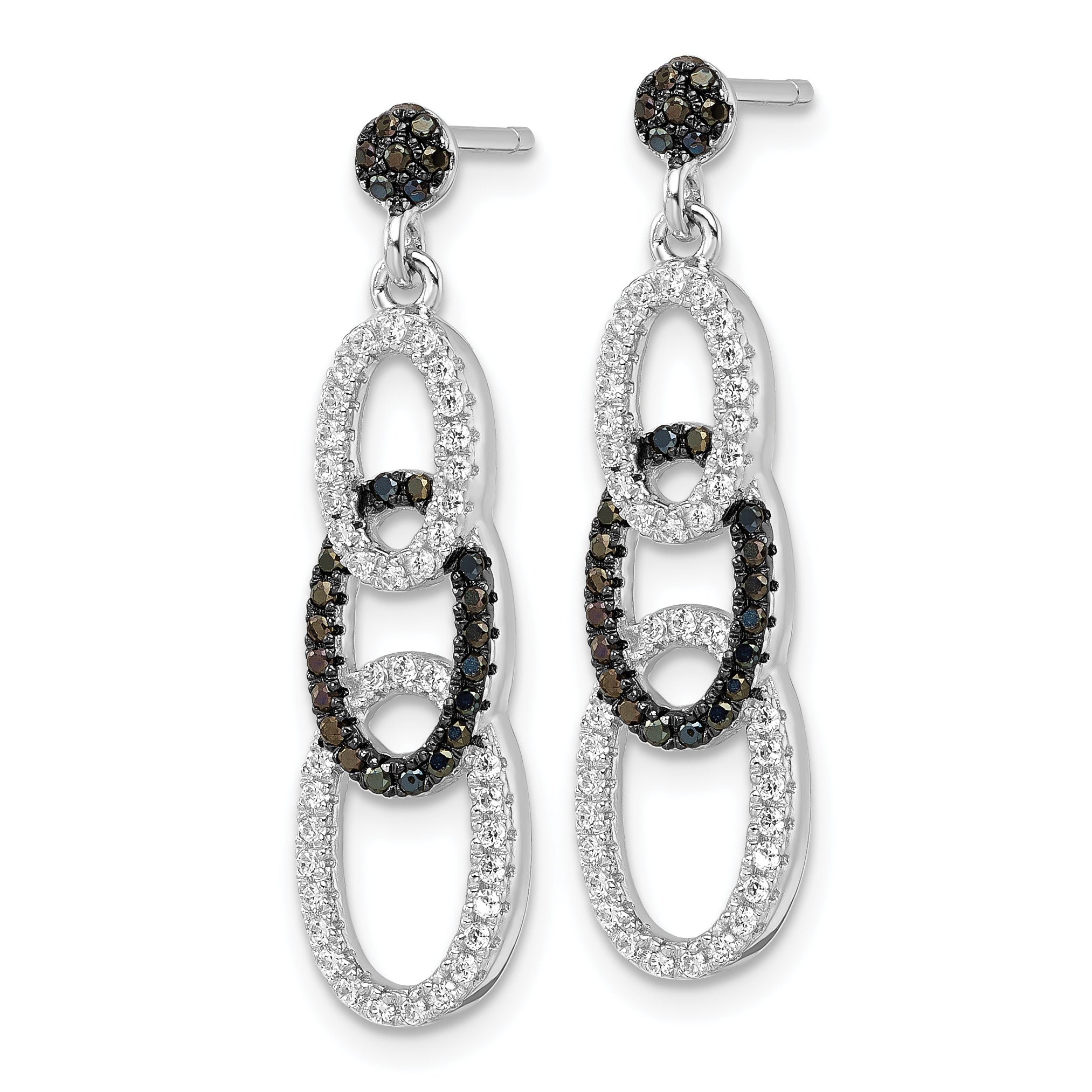 Sophia Jewelers Sterling Silver Black CZ Dangle Earrings Polished Elegance Secondary image