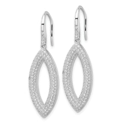 Sterling Silver 925 Dangle Earrings with CZ Embellishments, Polished Finish