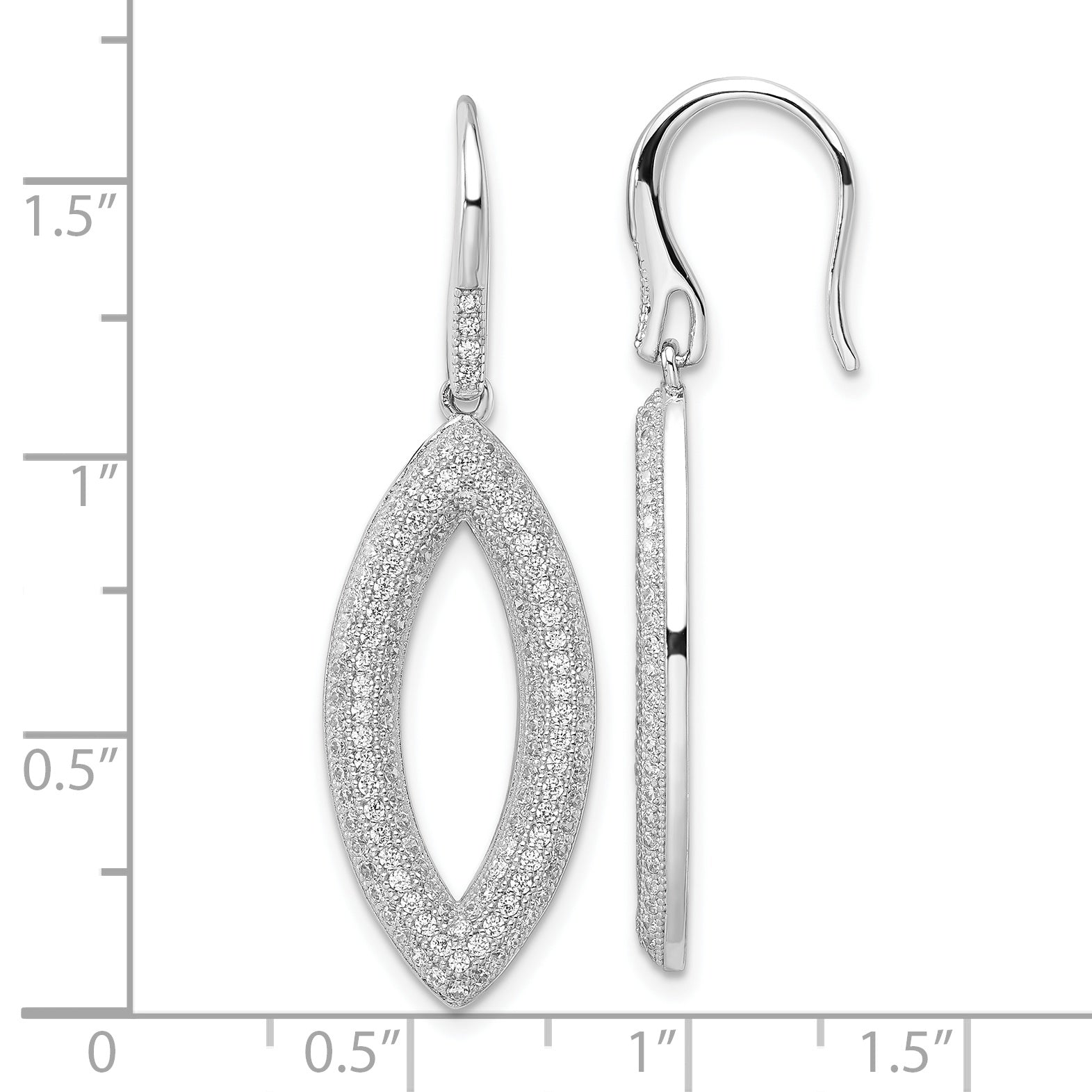 Sterling Silver 925 Dangle Earrings with CZ Embellishments, Polished Finish