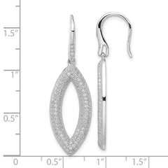 Sterling Silver 925 Dangle Earrings with CZ Embellishments, Polished Finish