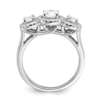 Brilliant Embers Sterling Silver Rhodium-plated 42 Stone Halo Micro PavÃƒÂ¢Ã‚â‚¬Ã‚Å¡ CZ 3 Stone Ring